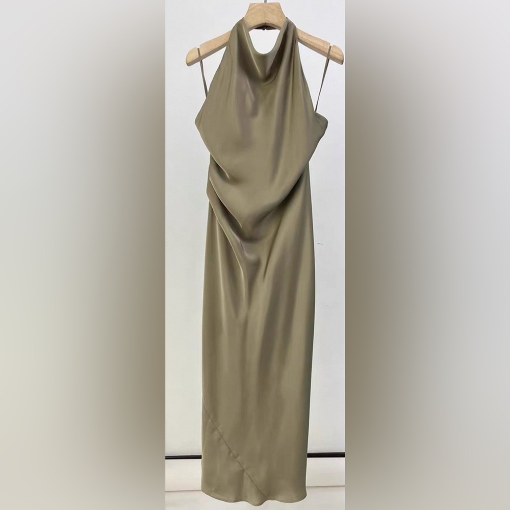 Aritzia Babaton Audience Satin Halter Maxi Dress
